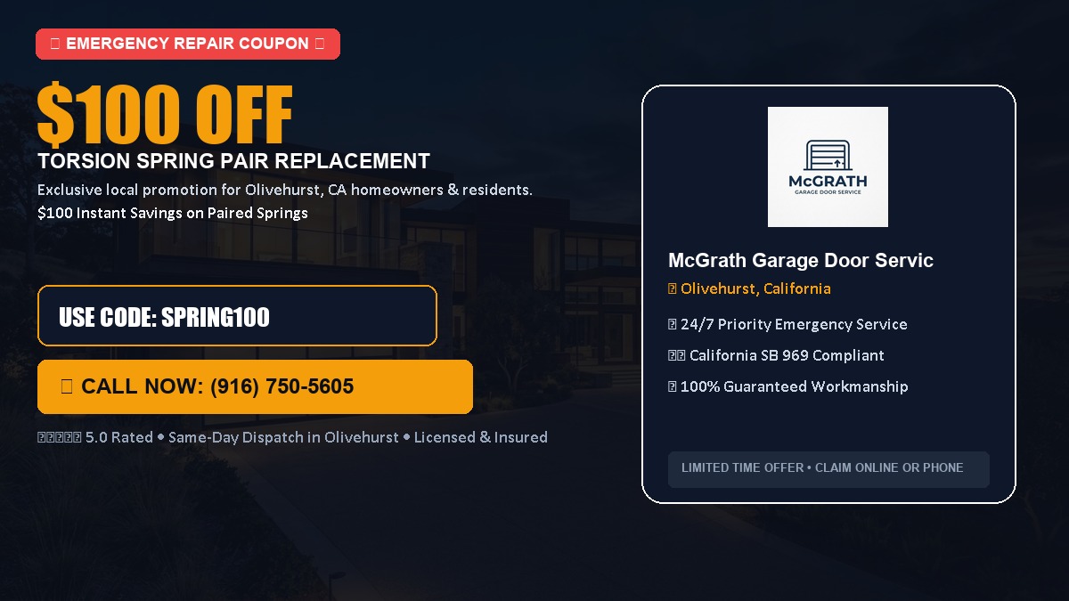 $100 OFF Heavy-Duty Torsion Spring Pair Replacement in Olivehurst, CA